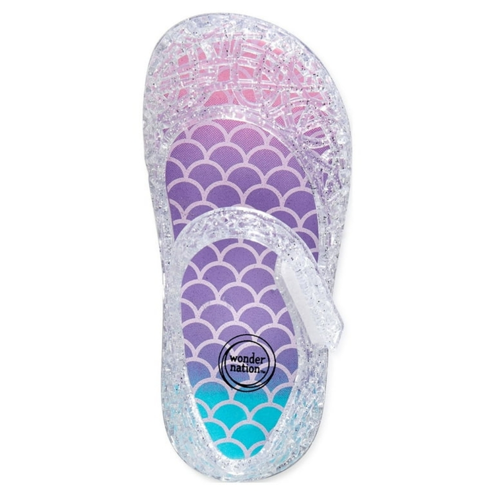Transparent Silver Sparkly Jelly Sandals Wonder Nation Baby Girl Clear Mermaid